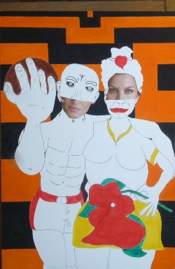 E no teu Vaso no vai Nada?, colagem, guache e caneta colorida sobre carto, ano 2015